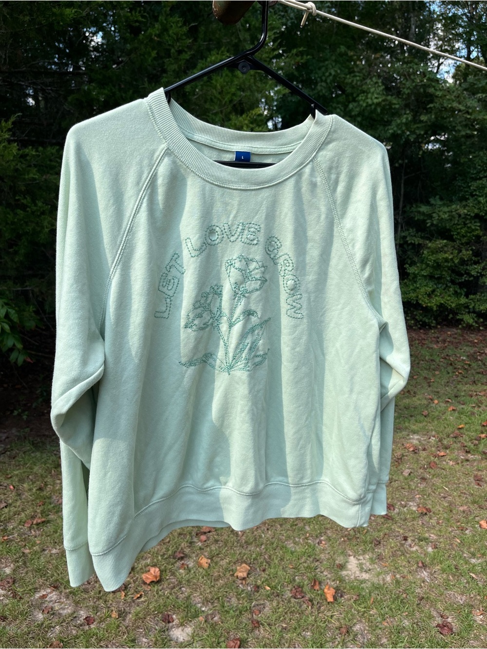 Old Navy Mint Green Embroidered Crewneck Sweater